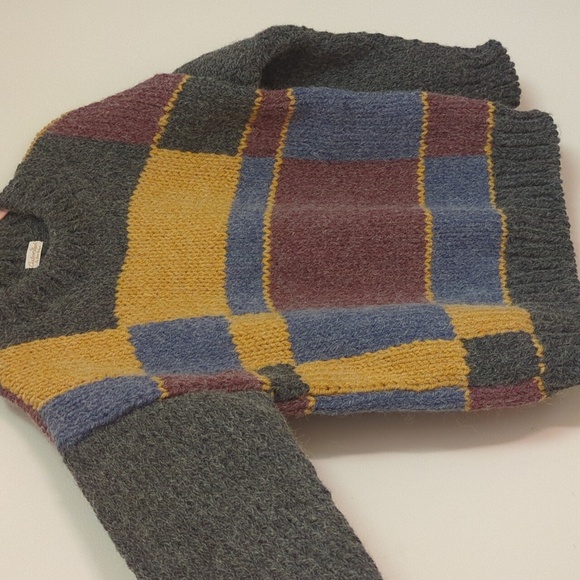 Custom Patchwork Fisherman Style Knit Crewneck Size Medium/Large - Picture 13 of 17